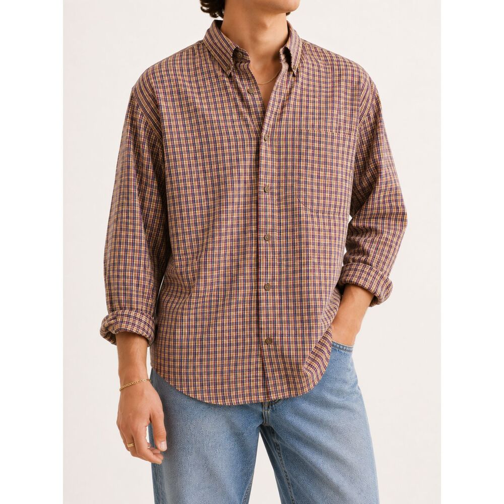 Vintage L.L. Bean Plaid Button Down Shirt XXL 90s Heritage Preppy Cotton Fall
